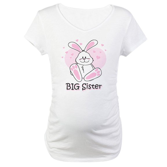 CafePress - Cute Bunny Big Sister Maternity T Shirt - Cotton Maternity T-shirt, Cute & Funny Pregnancy Tee