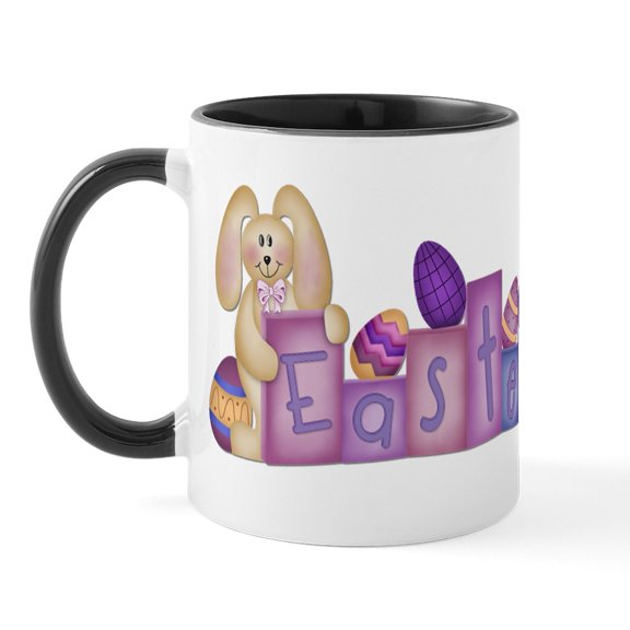CafePress - Cute Bunny Easter Block's Mug - 11 oz Ceramic Mug - Novelty Coffee Tea Cup