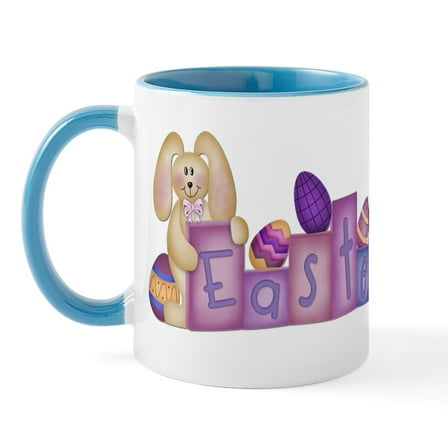CafePress - Cute Bunny Easter Block's Mug - 11 oz Ceramic Mug - Novelty Coffee Tea Cup