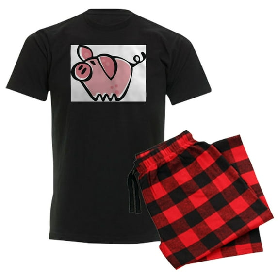 CafePress - Cute Cartoon Pig Men's Light Pajamas - Men's Dark Loose Fit Cotton Pajama Set