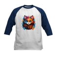 thumbnail image 1 of CafePress - Cute Cat Watercolor Baseball Jersey - Kids Cotton Baseball Jersey, 3/4 Sleeve Shirt, 1 of 4