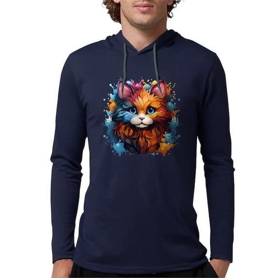 CafePress - Cute Cat Watercolor Long Sleeve T Shirt - Mens Hooded Shirt