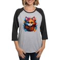 thumbnail image 1 of CafePress - Cute Cat Watercolor Long Sleeve T Shirt - Womens Baseball Tee, 1 of 4