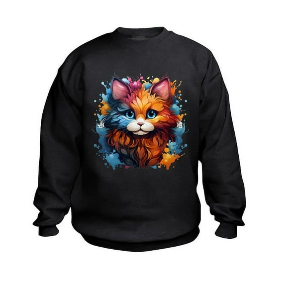 CafePress - Cute Cat Watercolor Sweatshirt - Kids Sweatshirt, Youth Crew Neck Sweatshirt