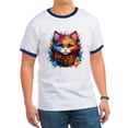 thumbnail image 1 of CafePress - Cute Cat Watercolor T Shirt - 100% Cotton Ringed T-Shirt, 1 of 4