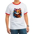 thumbnail image 1 of CafePress - Cute Cat Watercolor T Shirt - 100% Cotton Ringed T-Shirt, 1 of 4