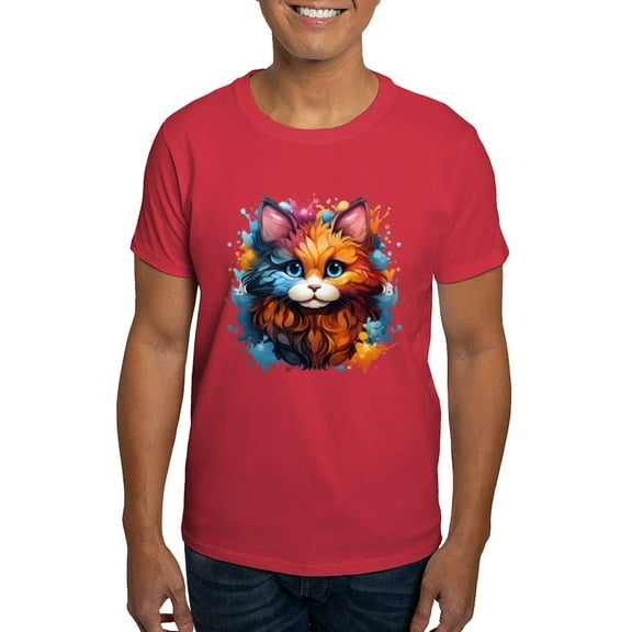 CafePress - Cute Cat Watercolor T Shirt - Men's Classic Graphic Cotton T-Shirt