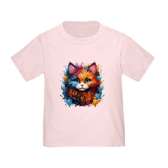CafePress - Cute Cat Watercolor T Shirt - Cute Toddler T-Shirt, 100% Cotton