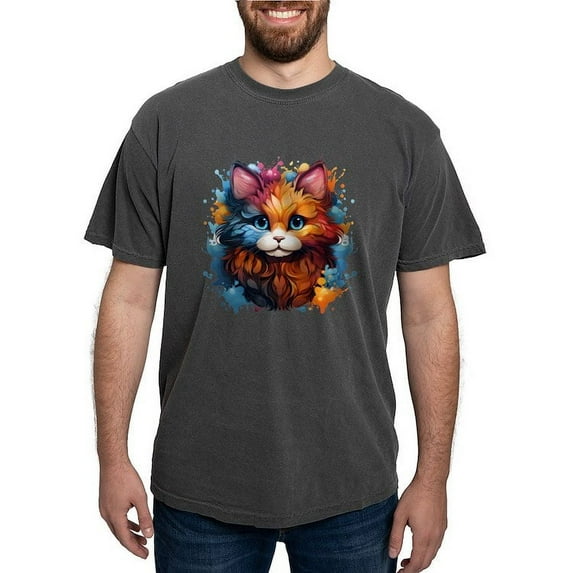 CafePress - Cute Cat Watercolor T Shirt - Mens Comfort Colors Shirt
