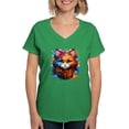 thumbnail image 1 of CafePress - Cute Cat Watercolor T Shirt - Women's V-Neck Dark T-Shirt, 1 of 4