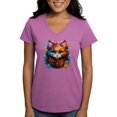 thumbnail image 1 of CafePress - Cute Cat Watercolor T Shirt - Women's V-Neck Dark T-Shirt, 1 of 4