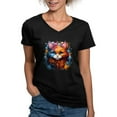 thumbnail image 1 of CafePress - Cute Cat Watercolor T Shirt - Women's V-Neck Dark T-Shirt, 1 of 4