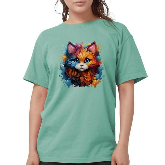 CafePress - Cute Cat Watercolor T Shirt - Womens Comfort Colors® Shirt