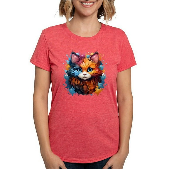CafePress - Cute Cat Watercolor T Shirt - Womens Tri-blend T-Shirt