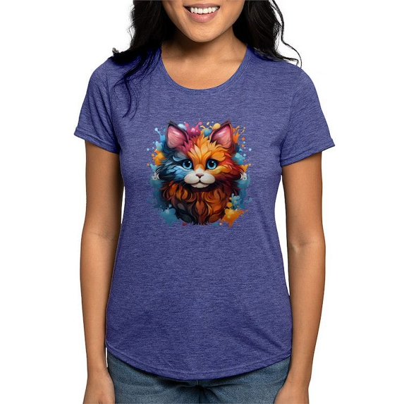 CafePress - Cute Cat Watercolor T Shirt - Womens Tri-blend T-Shirt