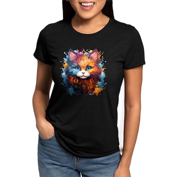 CafePress - Cute Cat Watercolor T Shirt - Womens Tri-blend T-Shirt