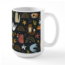 CafePress - Cute Cats Pretty Floral Pets Funny Pattern Mugs - 15 oz Ceramic Large White Novelty Mug