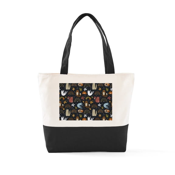 CafePress - Cute Cats Pretty Floral Pets Funny Pattern - Two Tone, 100% Cotton, Zipper Tote Bag