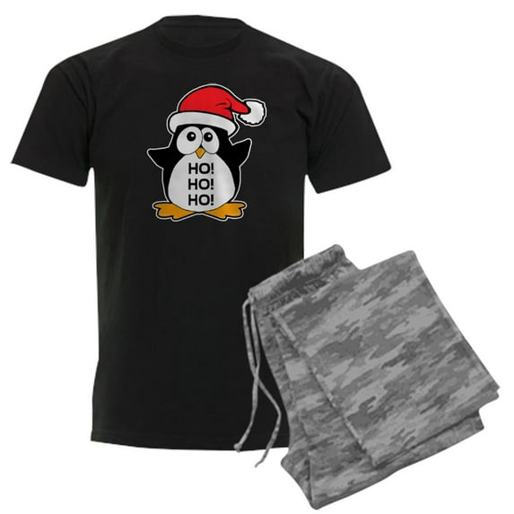 CafePress - Cute Christmas Penguin Ho Ho Ho Men's Dark Pajamas - Men's Dark Loose Fit Cotton Pajama Set