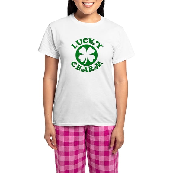 CafePress - Cute Circle Lucky Charm Women's Light Pajamas - Women's Short Sleeve Print T-Shirt and Pants Light Cotton Pajama Set