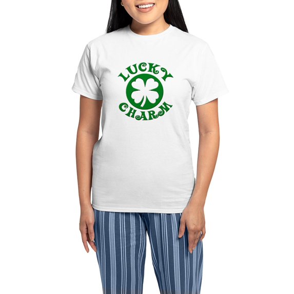 CafePress - Cute Circle Lucky Charm Women's Light Pajamas - Women's Short Sleeve Print T-Shirt and Pants Light Cotton Pajama Set
