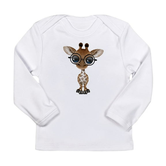 CafePress - Cute Curious Baby Giraffe Wearing Glasses Long Sle - Long Sleeve Infant T-Shirt