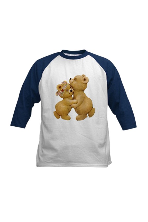 - Cute Dancing Teddy Bears Baseball Jersey - Kids Cotton Baseball Jersey, 3/4 Sleeve Shirt