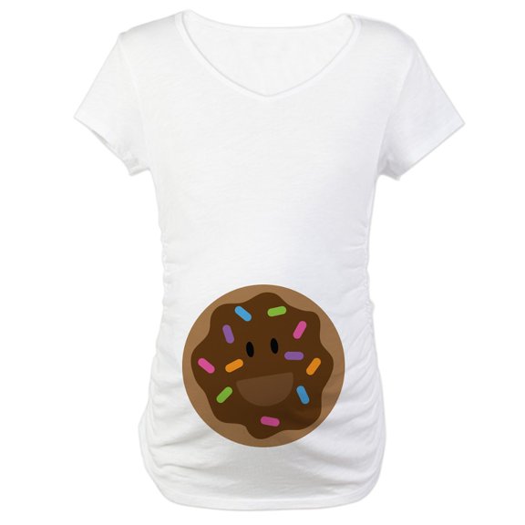 CafePress - Cute Donut Belly Print Maternity T Shirt - Cotton Maternity T-shirt, Cute & Funny Pregnancy Tee