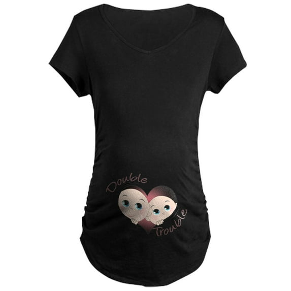 CafePress - Cute Double Trouble Twins Maternity Dark T Shirt - Maternity Dark T-Shirt