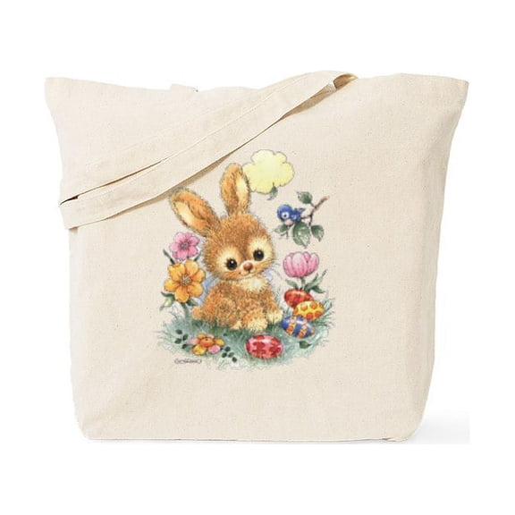 CafePress - Cute Easter Bunny With Flowers And Eggs Tote Bag - Unisex Canvas Tote Bag, Beige, 1-Piece