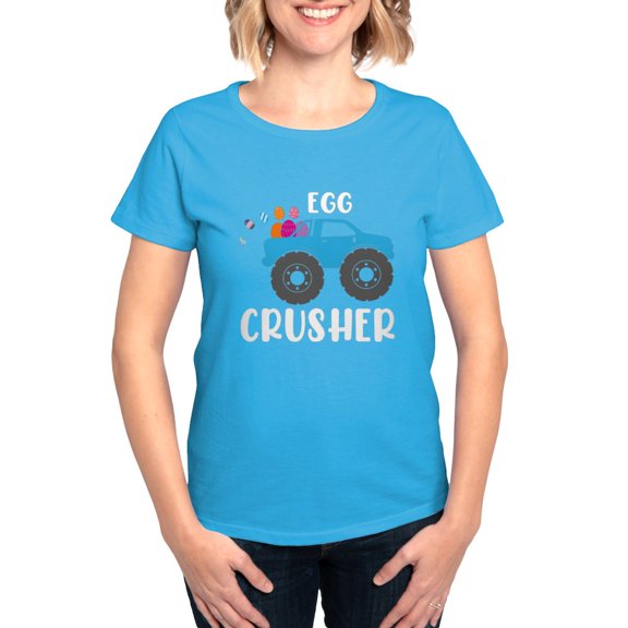 CafePress - Cute Easter Egg Crusher Monster Truck Boys T Shirt - Women's Traditional Fit Dark T-Shirt
