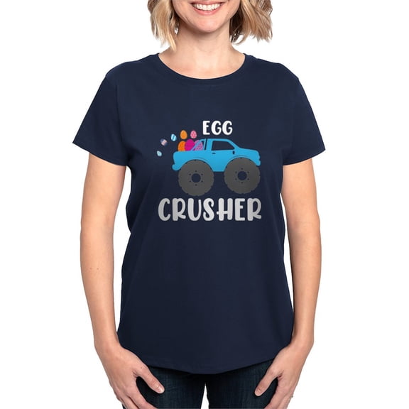 CafePress - Cute Easter Egg Crusher Monster Truck Boys T Shirt - Women's Traditional Fit Dark T-Shirt
