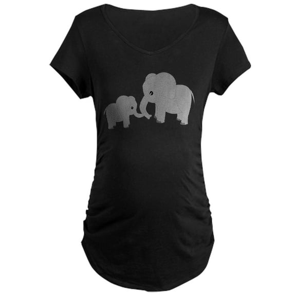 CafePress - Cute Elephants Mom And Baby Maternity T Shirt - Maternity Dark T-Shirt