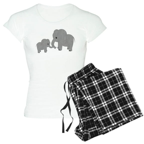 CafePress - Cute Elephants Mom And Baby Pajamas - Women's Light Pajamas