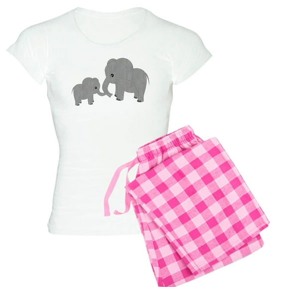 CafePress - Cute Elephants Mom And Baby Pajamas - Women's Light Pajamas