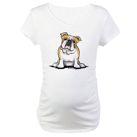 CafePress - Cute English Bulldog Maternity T Shirt - Cotton Maternity T-shirt, Cute & Funny Pregnancy Tee