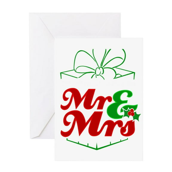 CafePress - Cute First Christmas As Mr. &Amp; M Greeting Cards - Greeting Card, Blank Inside Matte