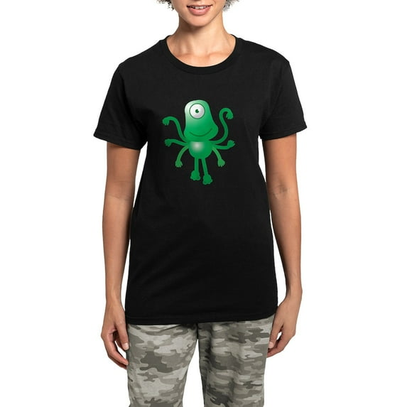 CafePress - Cute Green 6 Armed Alien Wit Women's Dark Pajamas - Women's Short Sleeve Print T-Shirt and Pants Dark Cotton Pajama Set
