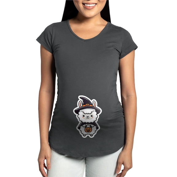 CafePress - Cute Halloween Llama Women's Maternity T Shirt - Maternity Dark T-Shirt