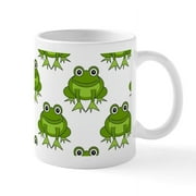 CafePress - Cute Happy Frog Pattern Mug - 11 oz Ceramic Mug - Novelty Coffee Tea Cup