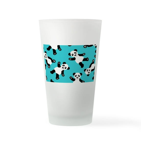 CafePress - Cute Happy Panda Bear Cartoon Print Blue - Pint Glass, Drinking Glass, 16 oz. CafePress