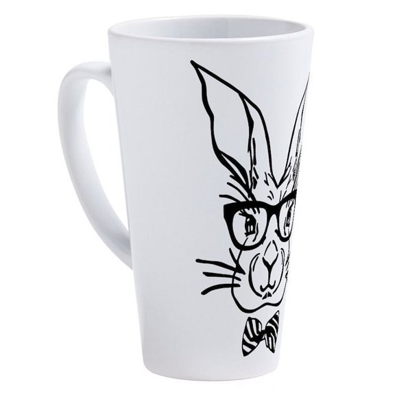 CafePress - Cute Hipster Easter Bunny - 17 Oz White Ceramic Latte Mug