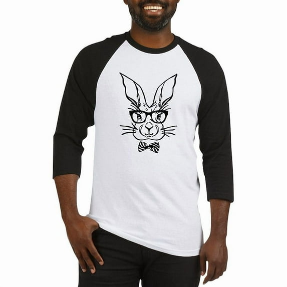 CafePress - Cute Hipster Easter Bunny Baseball Jersey - Cotton Baseball Jersey, 3/4 Raglan Sleeve Shirt