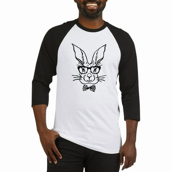 CafePress - Cute Hipster Easter Bunny Baseball Jersey - Cotton Baseball Jersey, 3/4 Raglan Sleeve Shirt