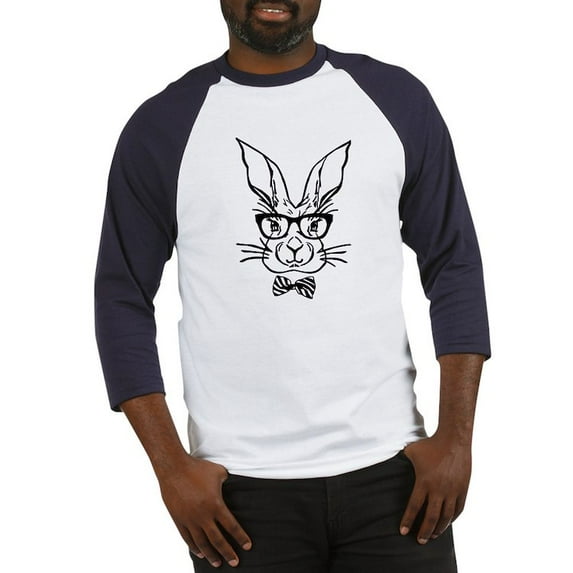 CafePress - Cute Hipster Easter Bunny Baseball Jersey - Cotton Baseball Jersey, 3/4 Raglan Sleeve Shirt