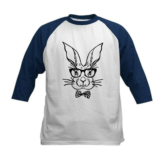 CafePress - Cute Hipster Easter Bunny Baseball Jersey - Kids Cotton Baseball Jersey, 3/4 Sleeve Shirt