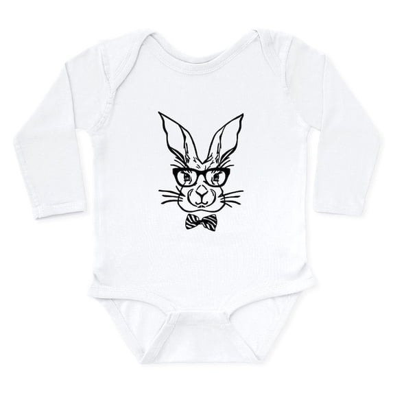 CafePress - Cute Hipster Easter Bunny Body Suit - Long Sleeve Cotton Baby Bodysuit
