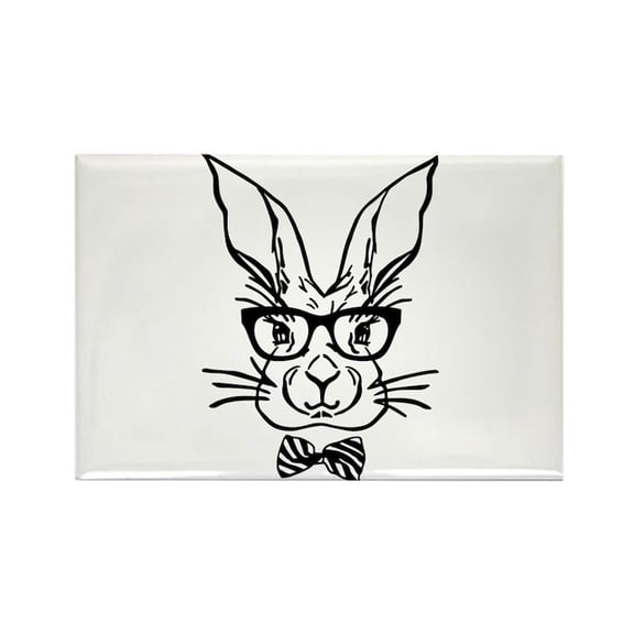 CafePress - Cute Hipster Easter Bunny Magnets - Rectangle Magnet, 2"x3" Refrigerator Magnet