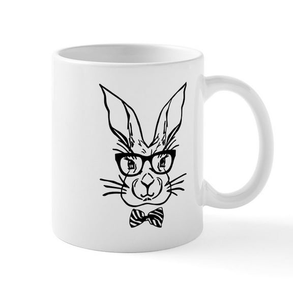 CafePress - Cute Hipster Easter Bunny Mugs - 11 oz Ceramic Mug - Novelty Coffee Tea Cup