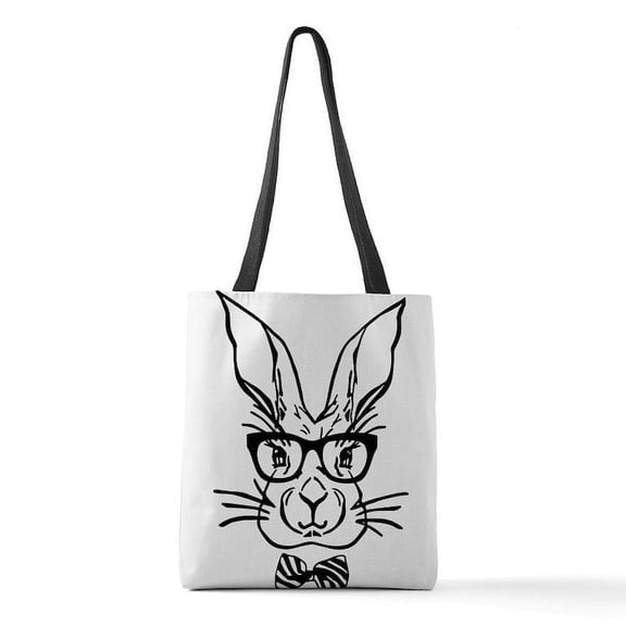 CafePress - Cute Hipster Easter Bunny - Polyester Tote Bag 16"x16"